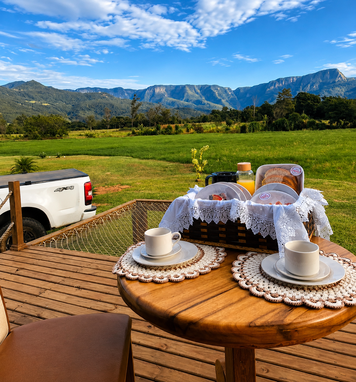 Café da manhã · Vista dos cânions